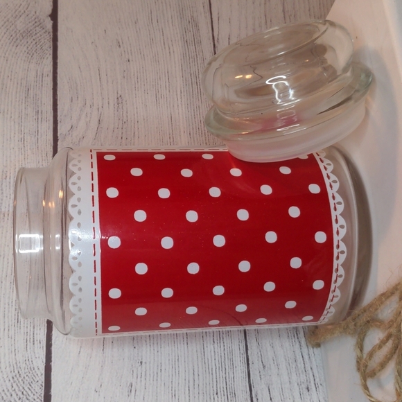 Anchor Hocking Christmas Red & White Polka Dot‎ Glass Canister Apothecary… - Picture 4 of 8